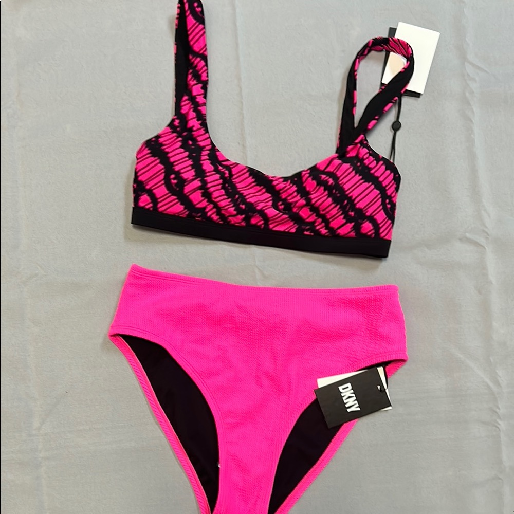 DKNY Pink and Black Women's Bikini Set